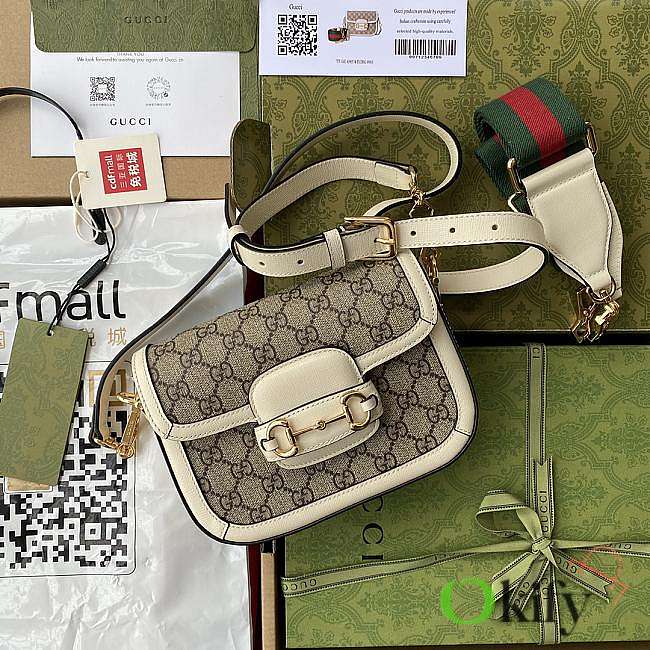 Gucci Mini Horsebit Ophidia Canvas White 20.5 Shoulder Bag 602204 - 1