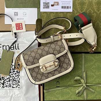 Gucci Mini Horsebit Ophidia Canvas White 20.5 Shoulder Bag 602204