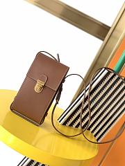 YSL Phone Holder 18 Brown Leather 667718  - 1