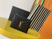 YSL Card Case Black Grain De Poudre Embossed Leather - 1