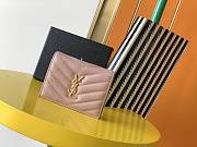 YSL Card Case Pink Grain De Poudre Embossed Leather - 1