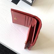 YSL Card Case Red Grain De Poudre Embossed Leather - 2