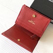 YSL Card Case Red Grain De Poudre Embossed Leather - 4