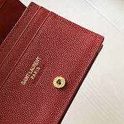 YSL Card Case Red Grain De Poudre Embossed Leather - 5