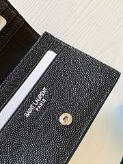 YSL Card Case Black Silver Grain De Poudre Embossed Leather - 2