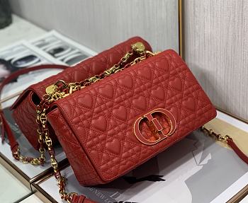 Dior Caro 25 Red Leather Gold CD Buckle