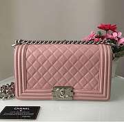 Chanel Le Boy Sheepskin Pink Silver Hardware A67086 25cm - 1