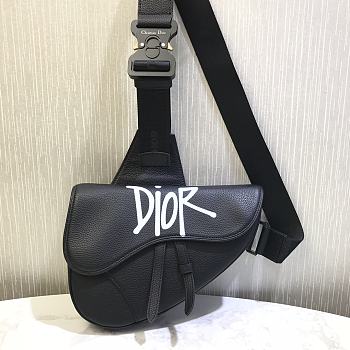Dior Men's Saddle Bag Black Leather 0819# 28cm