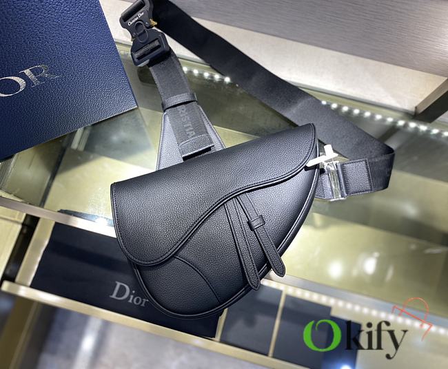 Dior Men's Saddle Bag Black Leather 093# 28cm - 1