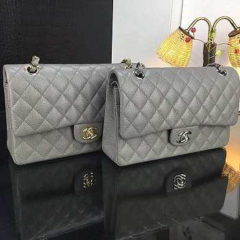 Chanel Caviar Classic Flap Bag 25.5 Grey A01112 