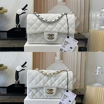 Chanel Classic Flap Bag 20 Lambskin White In Silver/Gold Hardware