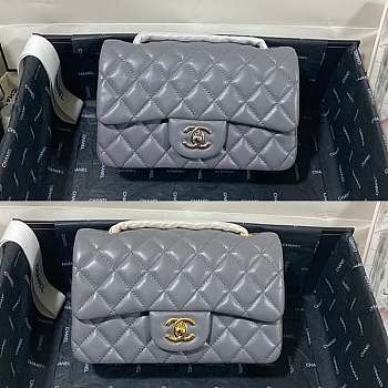 Chanel Classic Flap Bag 20 Lambskin Grey In Silver/Gold Hardware