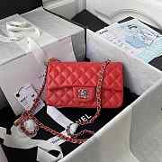 Chanel Classic Flap Bag 20 Lambskin Red In Silver/Gold Hardware - 2
