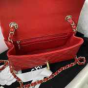 Chanel Classic Flap Bag 20 Lambskin Red In Silver/Gold Hardware - 4