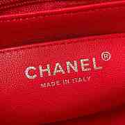 Chanel Classic Flap Bag 20 Lambskin Red In Silver/Gold Hardware - 6