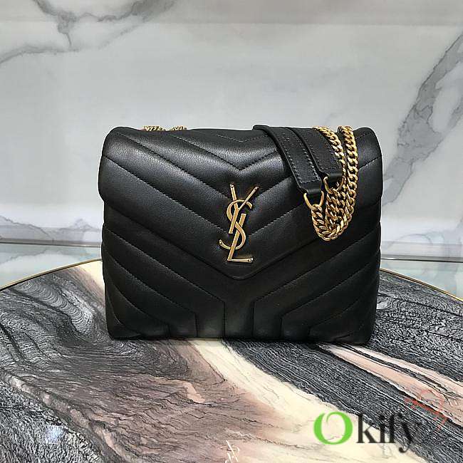 YSL Small 25 Loulou Bag Black in Gold Hardware - 1