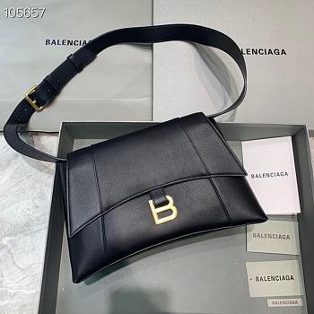 Balenciaga Hourglass 29 Shoulder Bag Black Gold Buckle