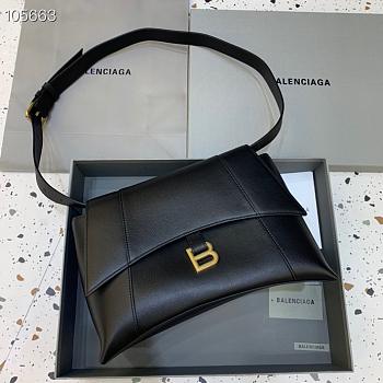 Balenciaga Hourglass 32 Shoulder Bag Black Gold Buckle