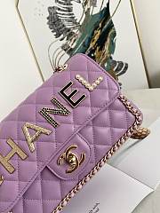 Chanel sheepskin 23 steel hardware accessories purple 02868 - 4