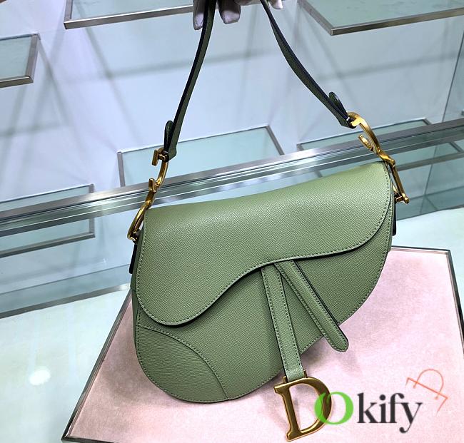 Dior Saddle 25.5 Grain Leather Green 6816 - 1