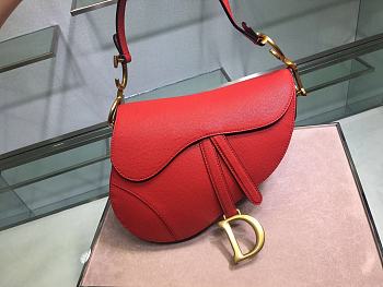 Dior Saddle 25.5 Grain Leather Red M0447