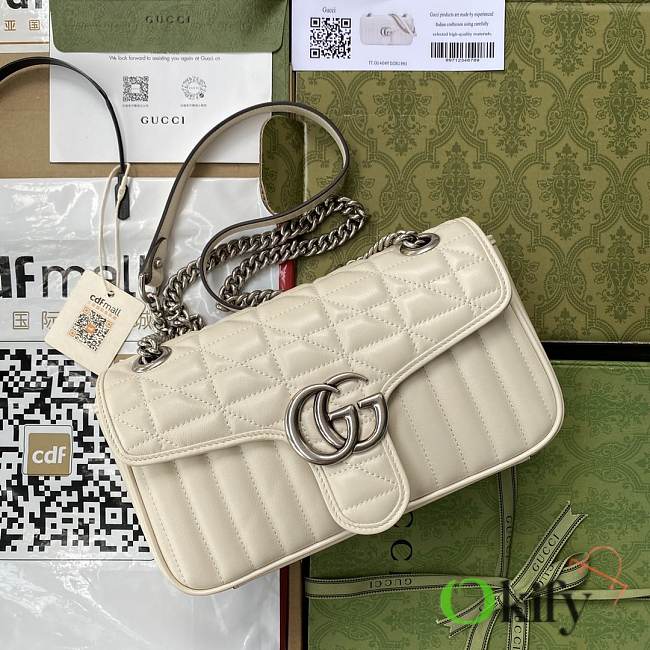 Gucci GG Marmont 26 White Cream Lambskin 8578 - 1