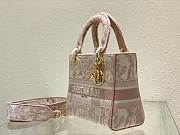 Lady Dior D'Lite Pink Toile de Jouy Reverse Embroidery M0565 23.5cm - 2