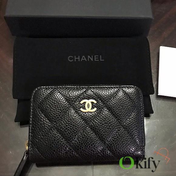 Chanel Classic Quilted Zip Coin Purse Black - 1