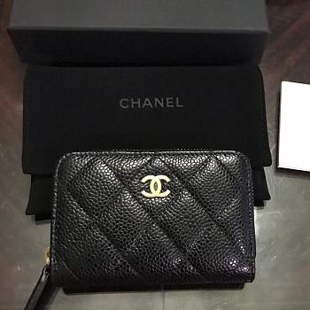 Chanel Classic Quilted Zip Coin Purse Black