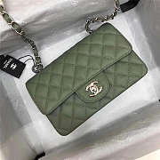 Chanel Flap Bag Green Caviar 20 Gold/Silver Hardware - 6