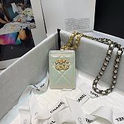 Chanel 19 card holder chain white pearl 8642 - 4