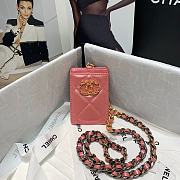 Chanel 19 card holder chain pink pearl 8643 - 1