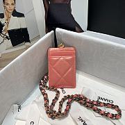 Chanel 19 card holder chain pink pearl 8643 - 4