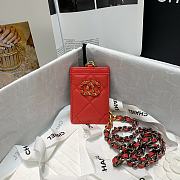 Chanel 19 card holder chain red 8644 - 1