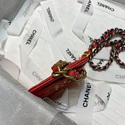 Chanel 19 card holder chain red 8644 - 6
