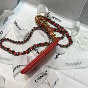 Chanel 19 card holder chain red 8644 - 5
