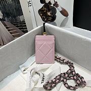 Chanel 19 card holder chain pink 8645 - 5