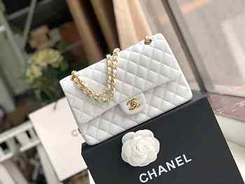 Chanel Lambskin Leather Flap Bag Gold White BagsAll 25cm