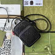 Gucci Shoulder Bag Embossed Black Leather 8692 - 1