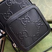 Gucci Shoulder Bag Embossed Black Leather 8692 - 5