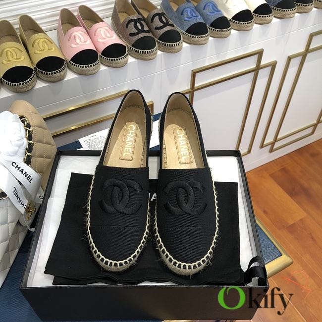 Chanel Espadrilles Shoes Black 8729 - 1