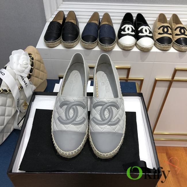 chanel gray espadrilles