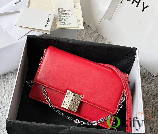 Givenchy Chain Bag 20.5 Red Silver Buckle - 1