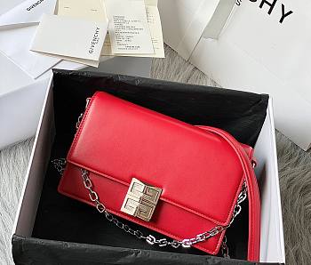 Givenchy Chain Bag 20.5 Red Silver Buckle