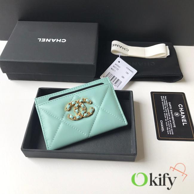 Chanel 19 Card Holder Turquoise 8797 - 1