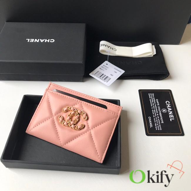 Chanel 19 Card Holder Pink 8799 - 1