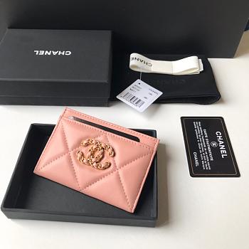 Chanel 19 Card Holder Pink 8799