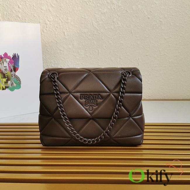 Prada Shoulder Bag 27 Dark Chocolate Lambskin - 1