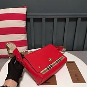 Burberry Red Leather and Vintage Check Note Crossbody Bag 8876 - 5
