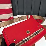 Burberry Red Leather and Vintage Check Note Crossbody Bag 8876 - 2